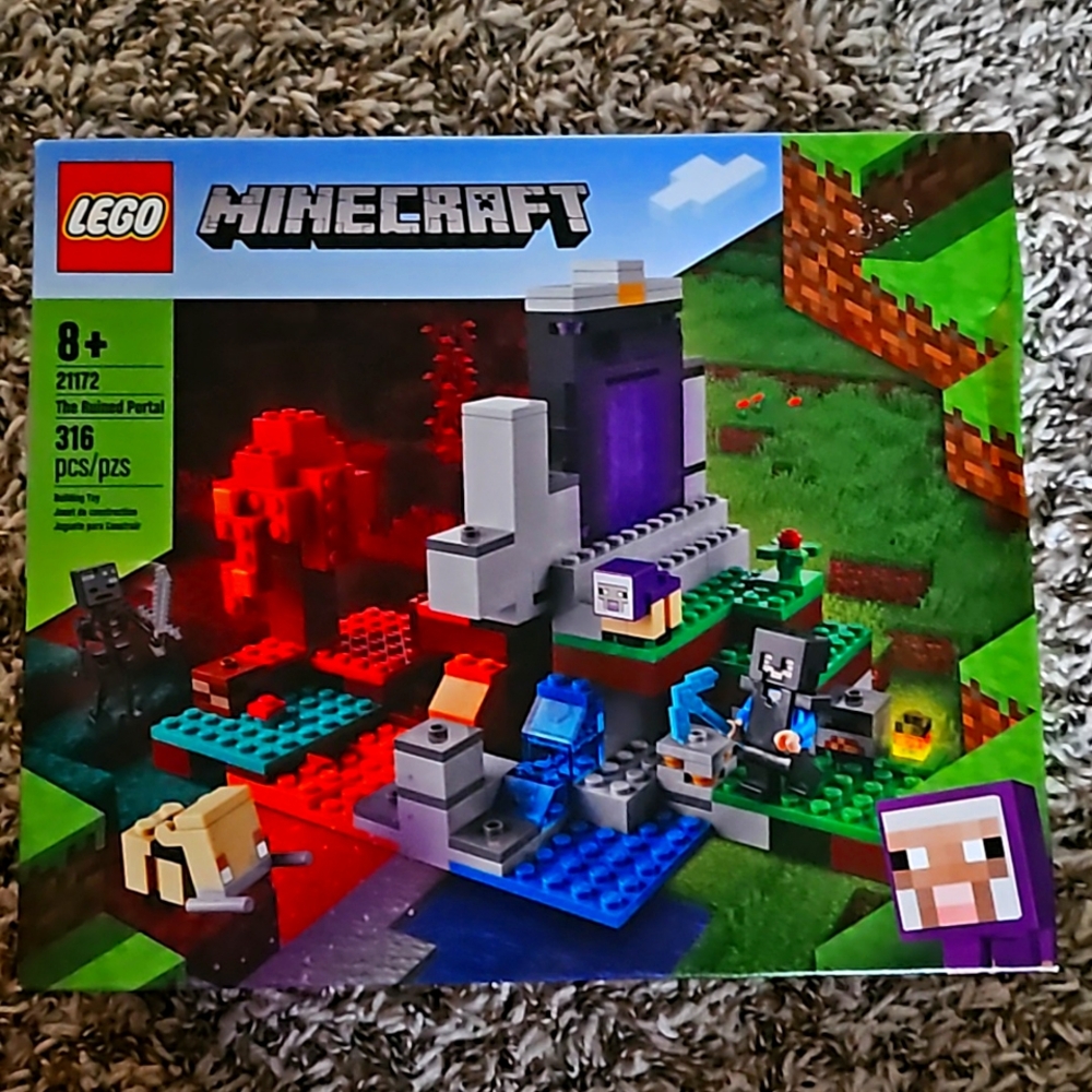 LEGO Minecraft The Ruined Portal Building Toy 21172 with Steve and Wither Skelet